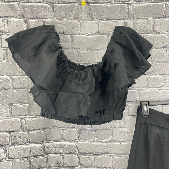 Banana Republic Meridian Black  Linen Pant with Matching Top Size S 4 - Picture 8 of 12